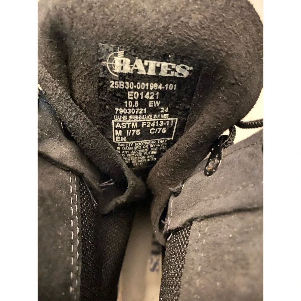 Bates E01421 Mens 10.5 EW Black Suede Leather Steel Toe Work Safety Boots Vibram